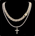 Women's Fashion Simple Diamonds Cross Pendant Necklace