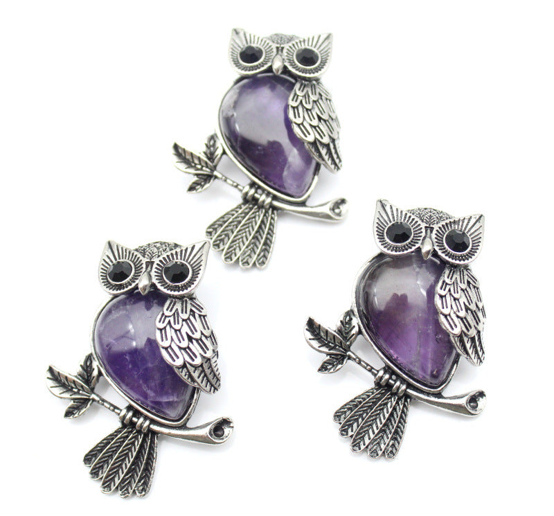 DIY Alloy Owl Brooch Jewelry With Crystals