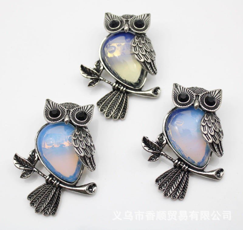 DIY Alloy Owl Brooch Jewelry With Crystals