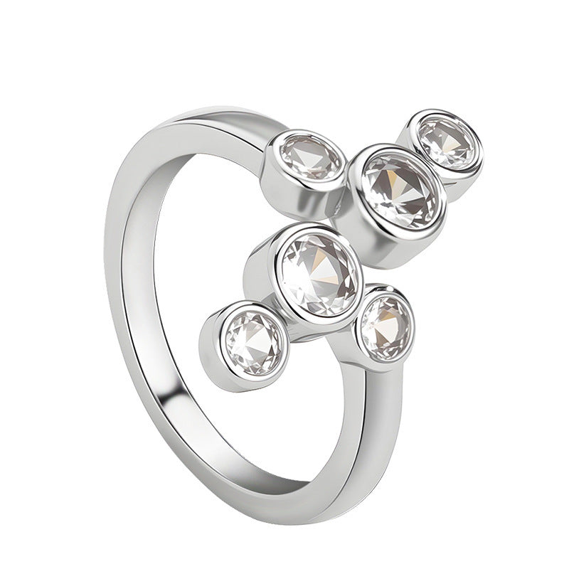 Womens Stacked Oval Full Cut Diamond Ring