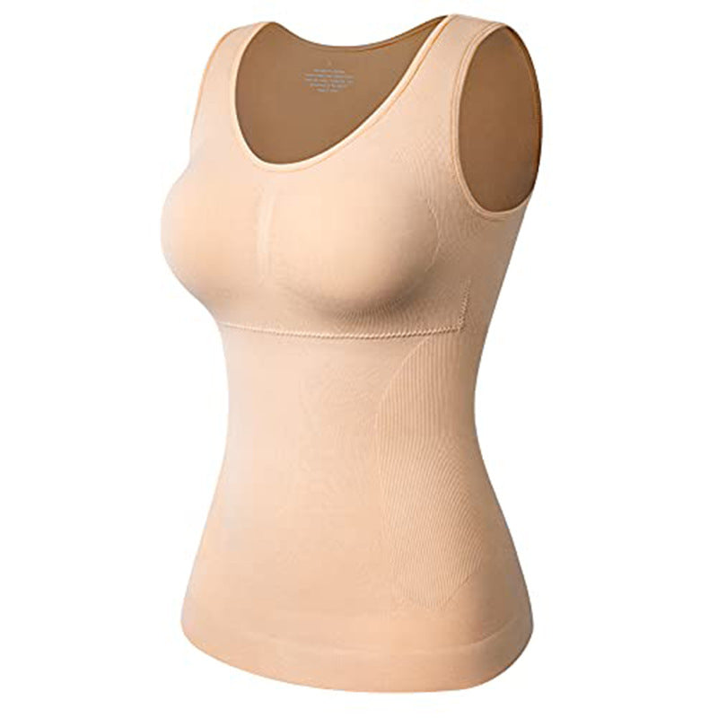 Women's Solid Color Wire-free Seamless Tummy Control Sports Bra With Padding