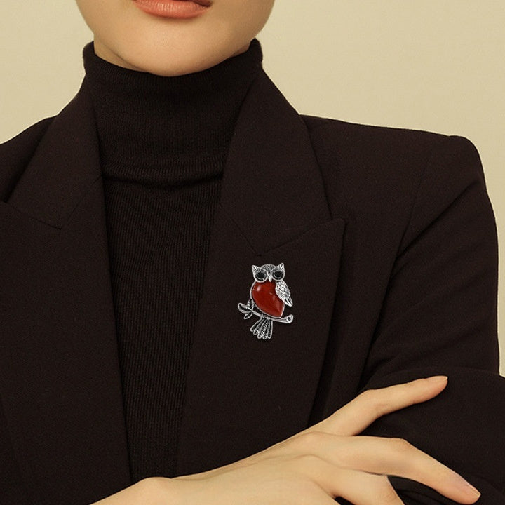 DIY Alloy Owl Brooch Jewelry With Crystals