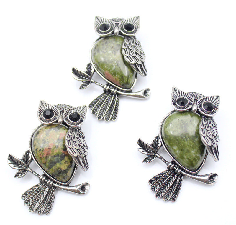 DIY Alloy Owl Brooch Jewelry With Crystals