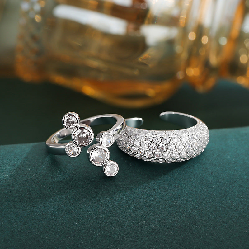 Womens Stacked Oval Full Cut Diamond Ring