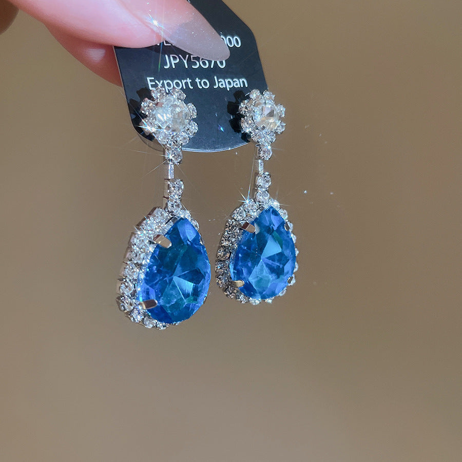 Leaf Zircon Waterdrop Earring And Necklace Set