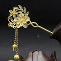 New Chinese-style 925 Silver Flower-and-Butterfly Tassel Hairpin For Women