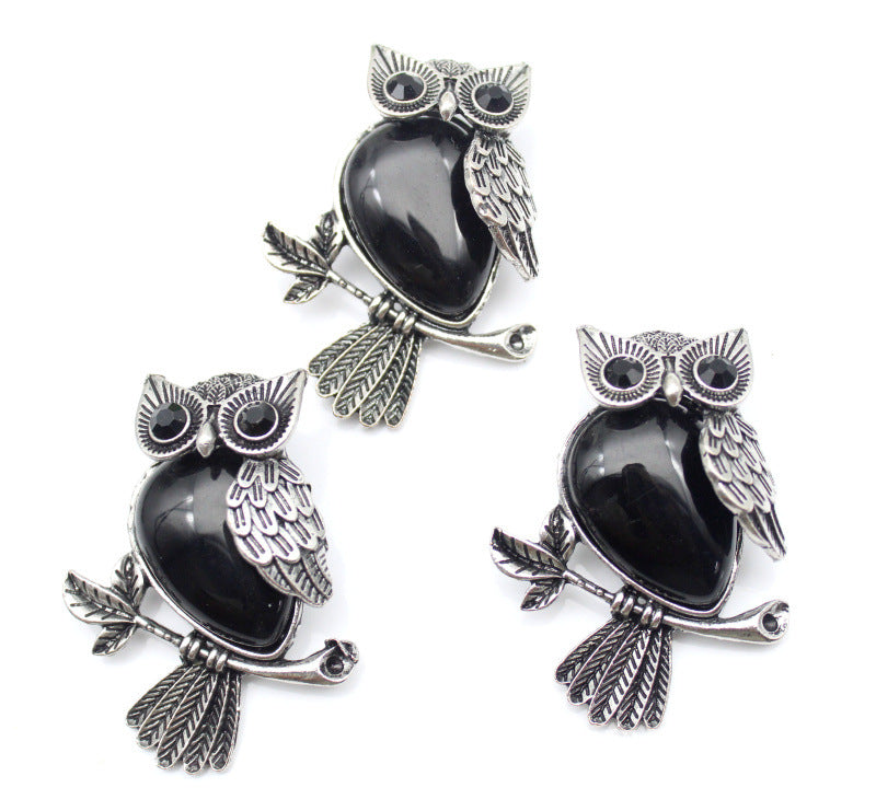 DIY Alloy Owl Brooch Jewelry With Crystals