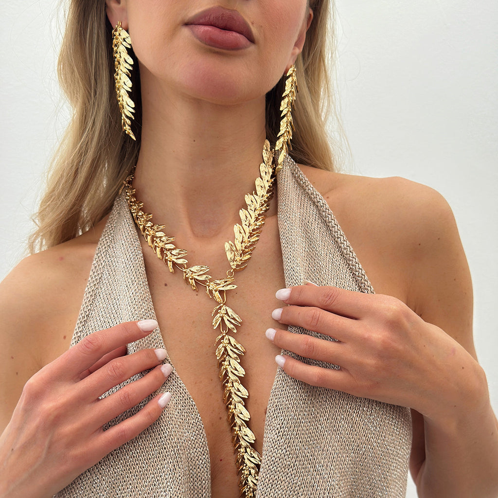 Sweet And Cool Style Wheat-ear Tassel Y-shaped Niche Patchwork Alloy Jewelry