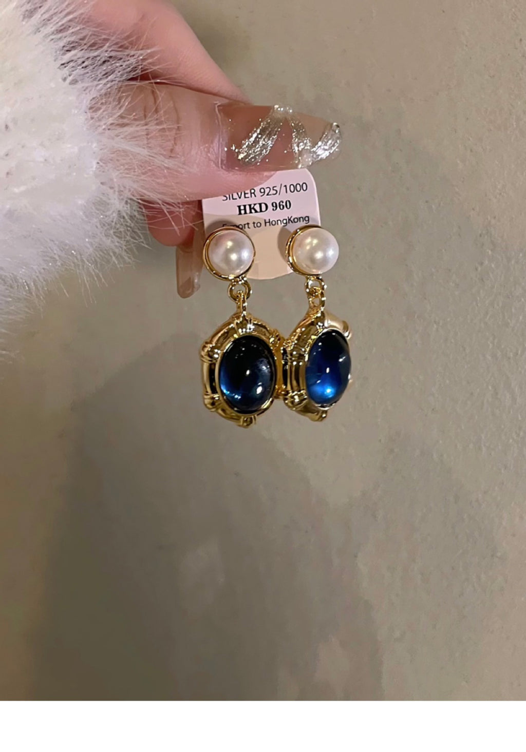 French-Style Vintage Sapphire And Pearl Earrings