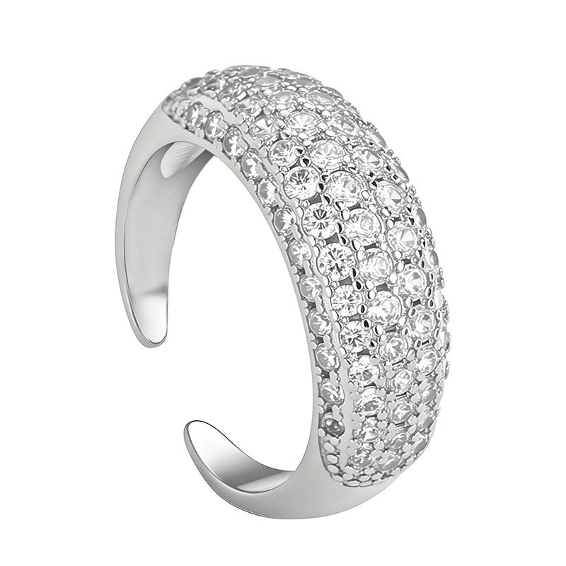 Womens Stacked Oval Full Cut Diamond Ring