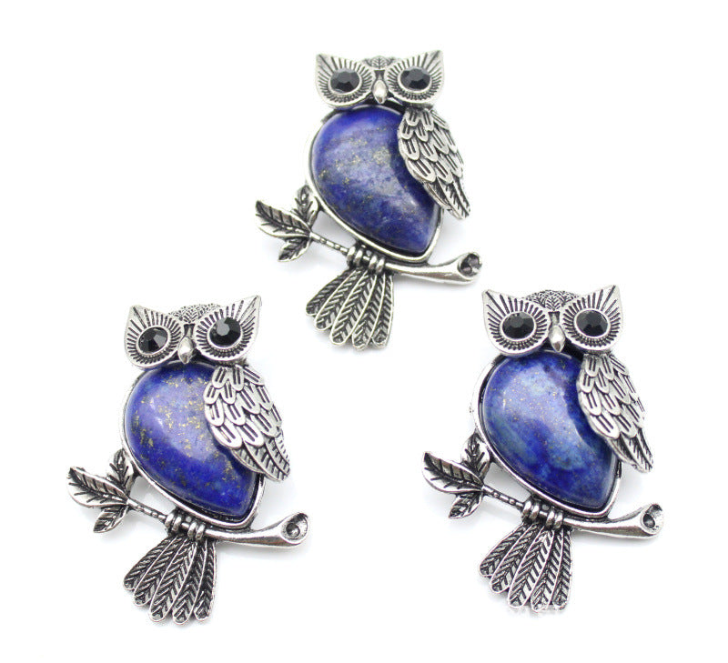 DIY Alloy Owl Brooch Jewelry With Crystals