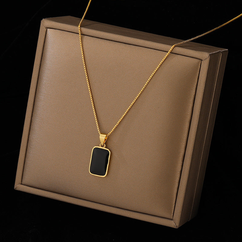Rectangular Pendant Necklace Design 18K Gold Non-fading Fashion