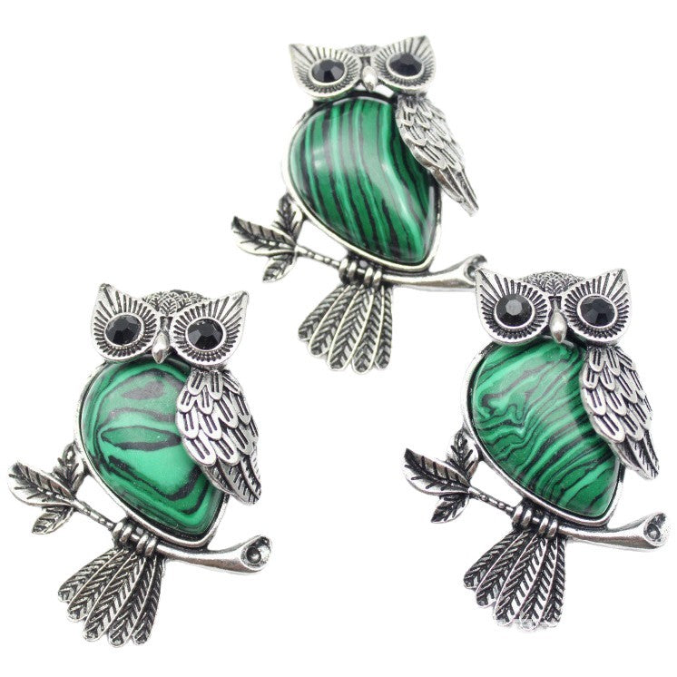 DIY Alloy Owl Brooch Jewelry With Crystals