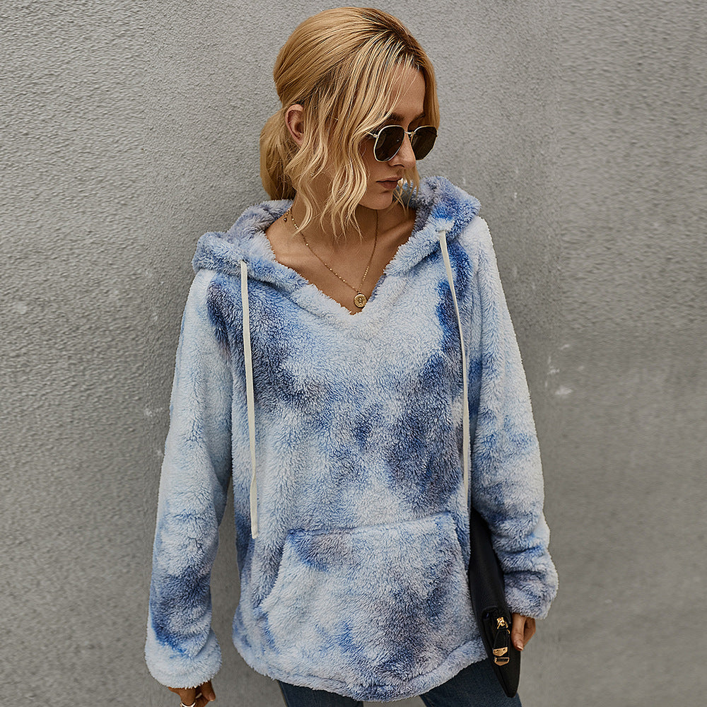 Women's Winter New Products Fashion Tie-Dye Hooded Thick Sweater Women