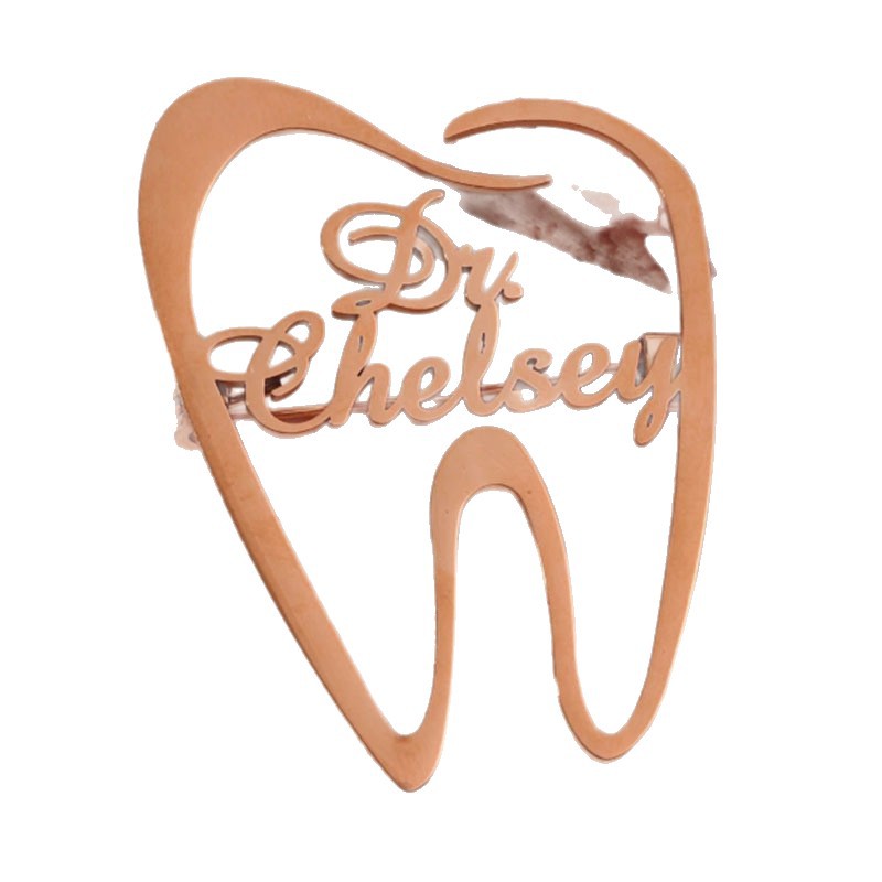 Personalized Stainless Steel Tooth-Shaped English Brooch