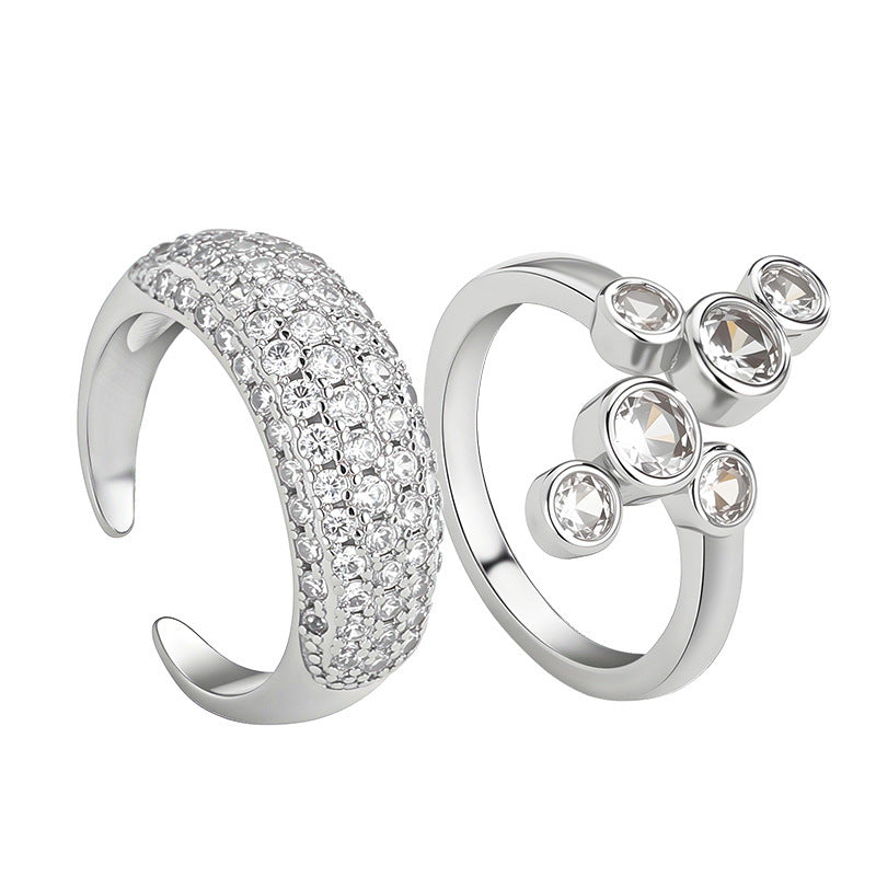 Womens Stacked Oval Full Cut Diamond Ring