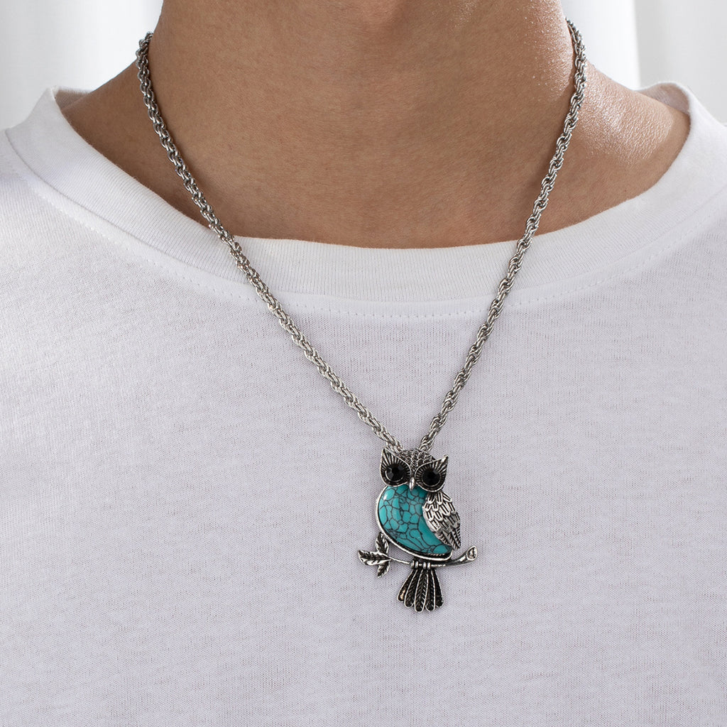 Stylish And Owl Mens Pendant Necklace