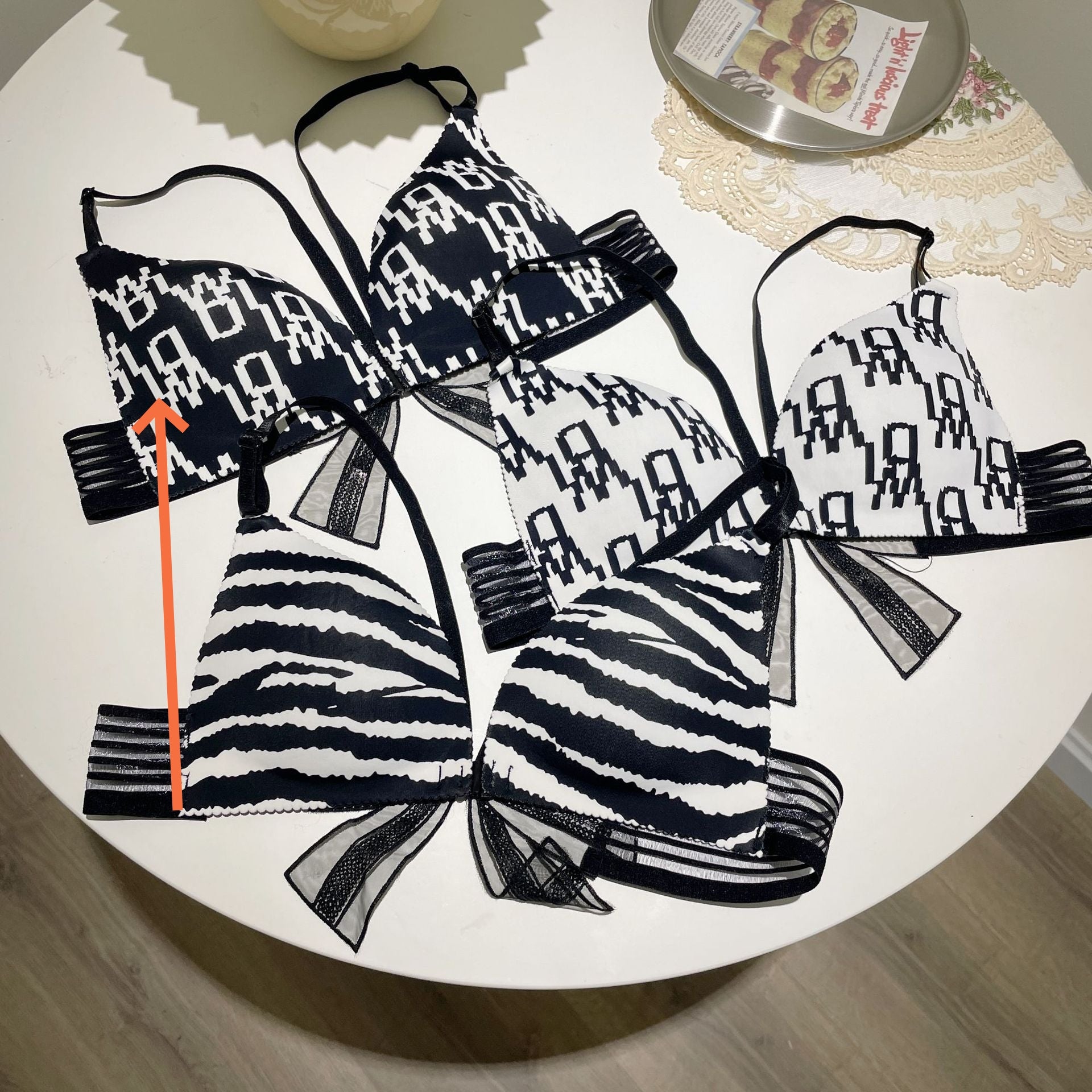 Printed Sexy Bow High-elastic Cotton Wire-free Push-up Bra