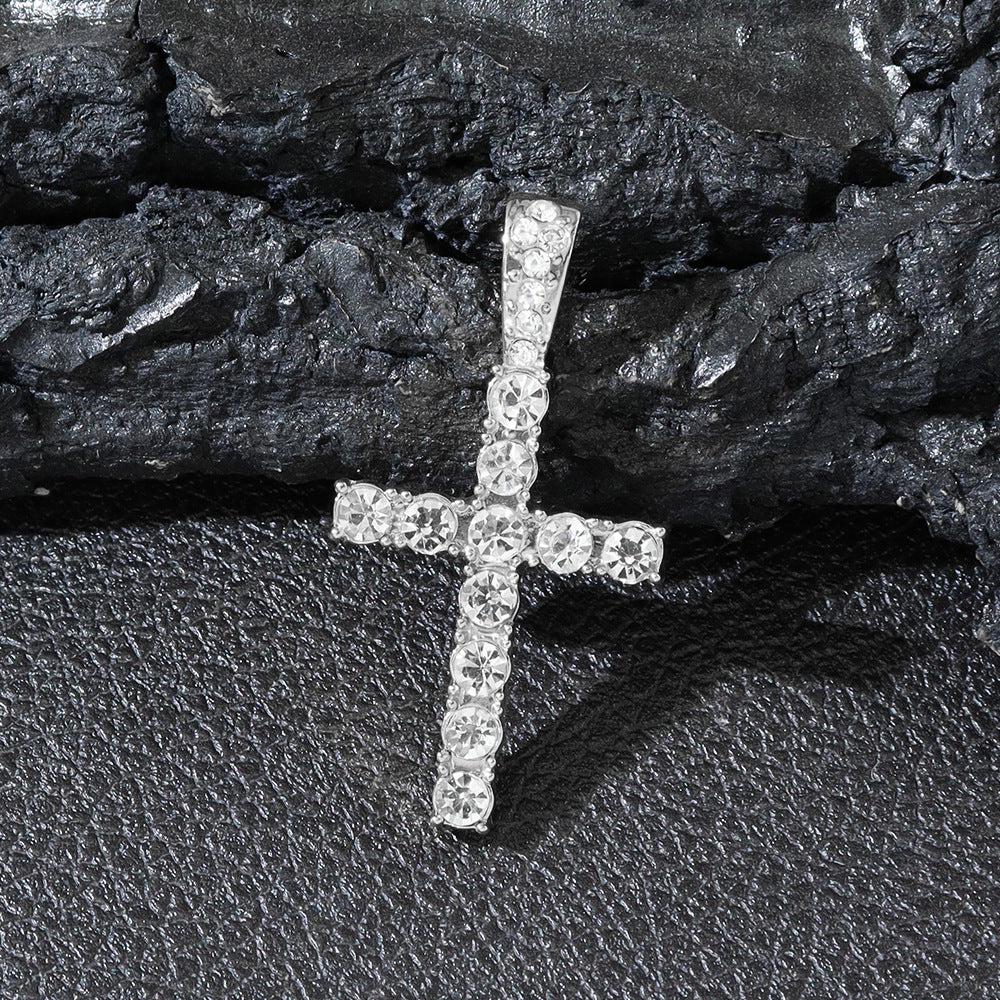 Women's Fashion Simple Diamonds Cross Pendant Necklace