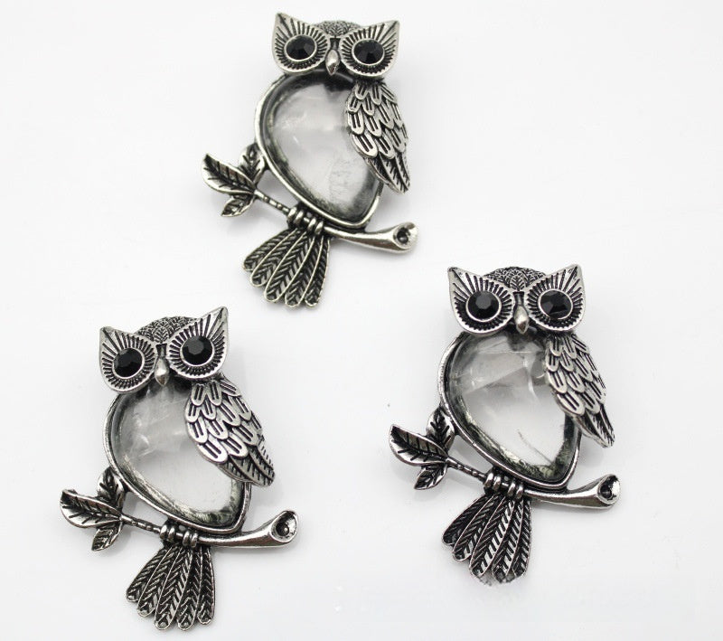 DIY Alloy Owl Brooch Jewelry With Crystals
