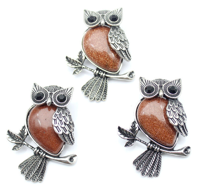 DIY Alloy Owl Brooch Jewelry With Crystals