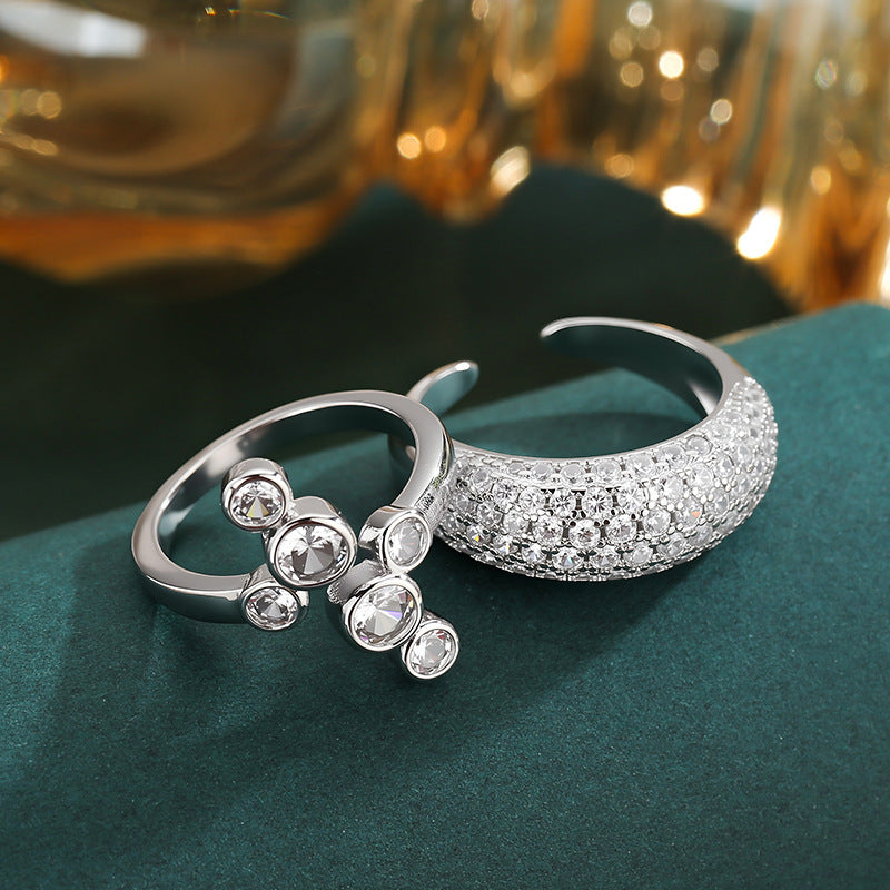 Womens Stacked Oval Full Cut Diamond Ring