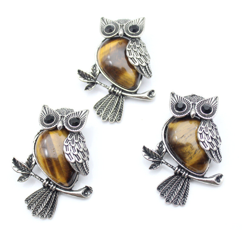 DIY Alloy Owl Brooch Jewelry With Crystals