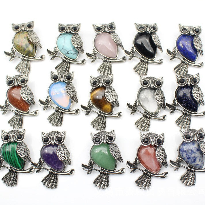 DIY Alloy Owl Brooch Jewelry With Crystals