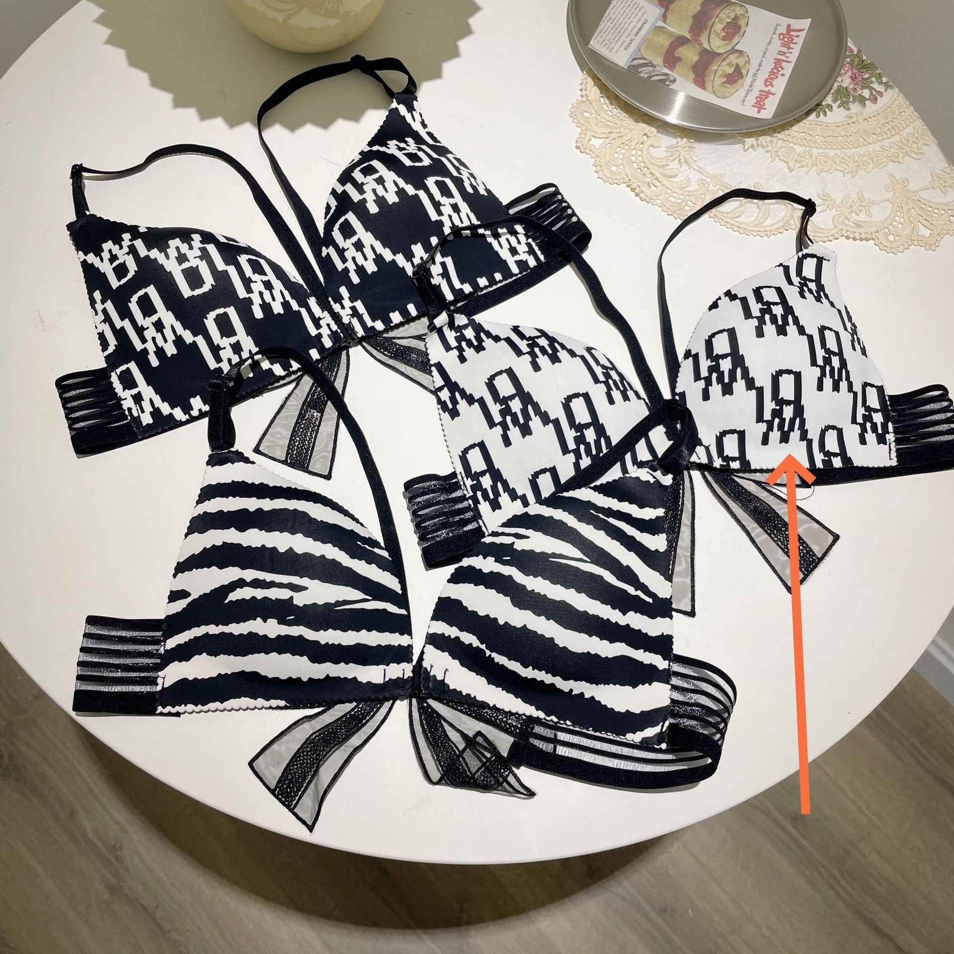 Printed Sexy Bow High-elastic Cotton Wire-free Push-up Bra