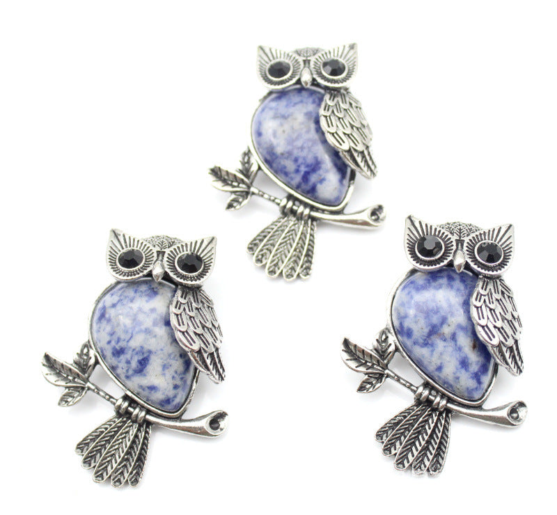 DIY Alloy Owl Brooch Jewelry With Crystals