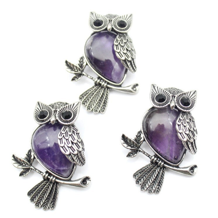 DIY Alloy Owl Brooch Jewelry With Crystals