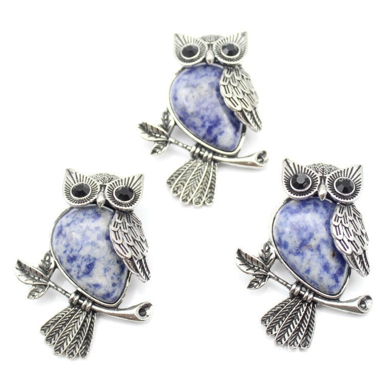 DIY Alloy Owl Brooch Jewelry With Crystals