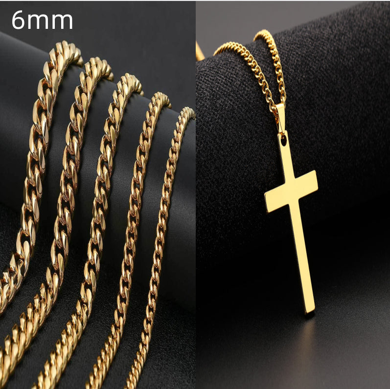 Hip Hop Stainless Steel Necklace Dragon Head Buckle Round Grinding Encryption