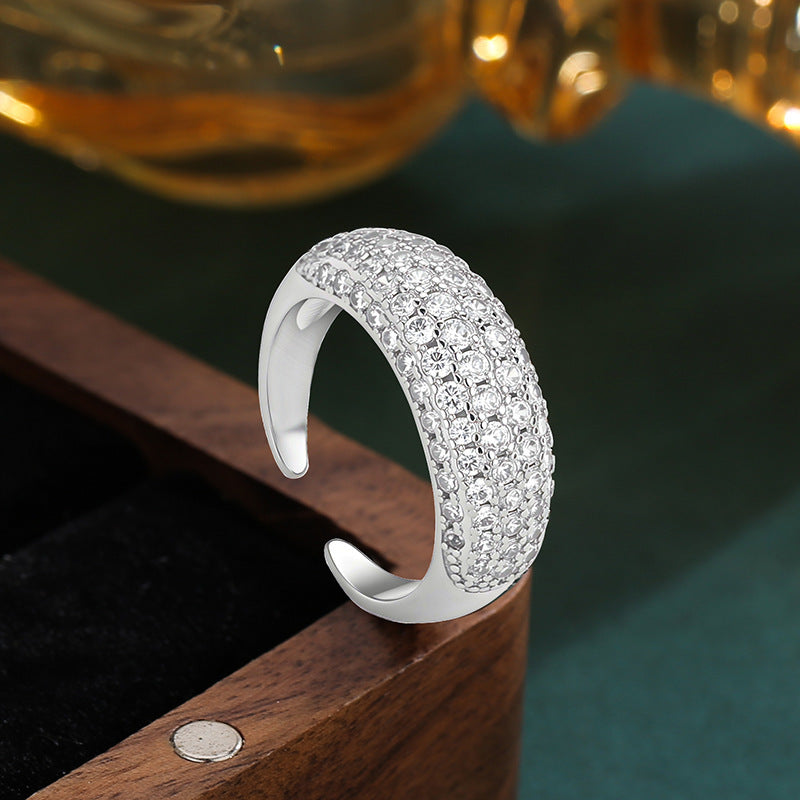 Womens Stacked Oval Full Cut Diamond Ring