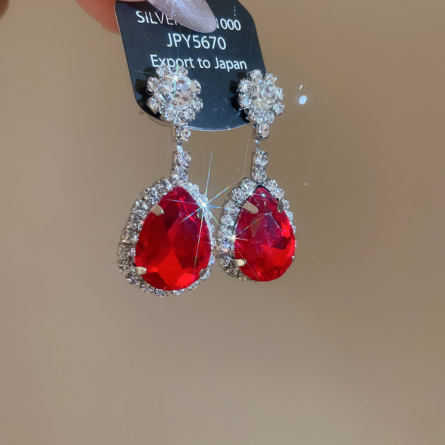 Leaf Zircon Waterdrop Earring And Necklace Set