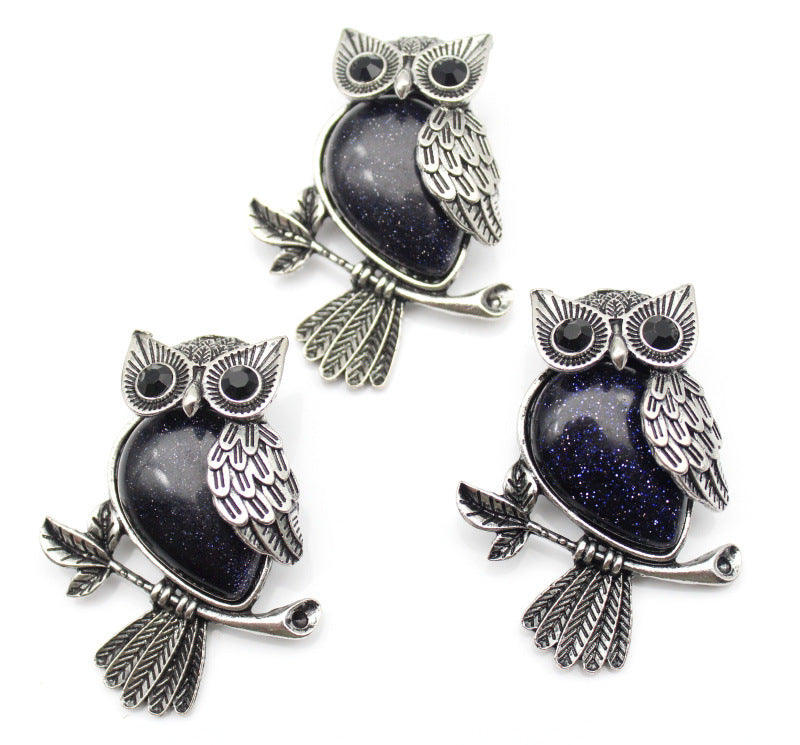 DIY Alloy Owl Brooch Jewelry With Crystals