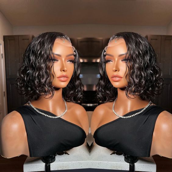 Frontal Human Hair Double Suction Water Wave BOB Wig