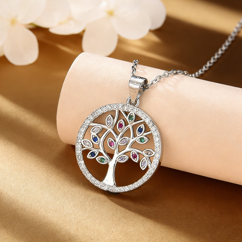 Tree Of Life Pendant Simple Inlaid With Zircon Clavicle Chain