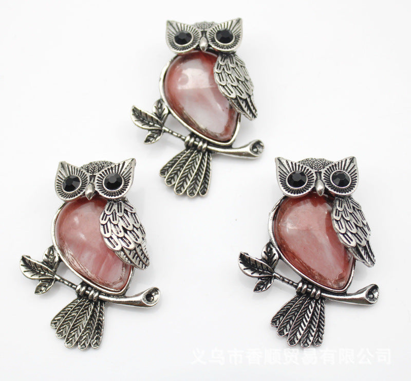 DIY Alloy Owl Brooch Jewelry With Crystals