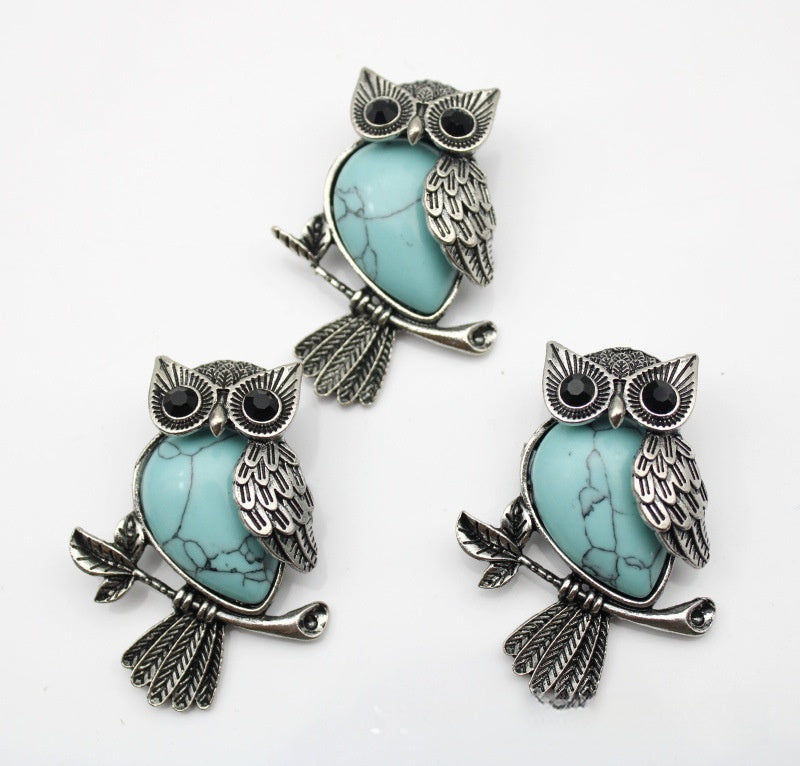 DIY Alloy Owl Brooch Jewelry With Crystals