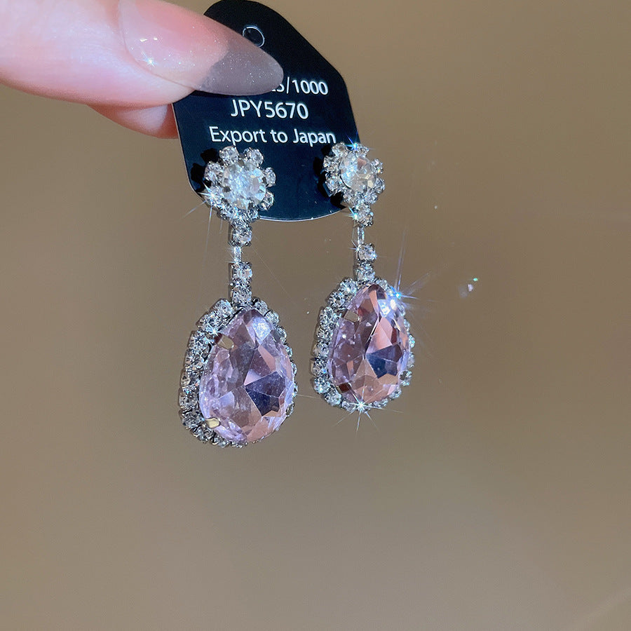 Leaf Zircon Waterdrop Earring And Necklace Set