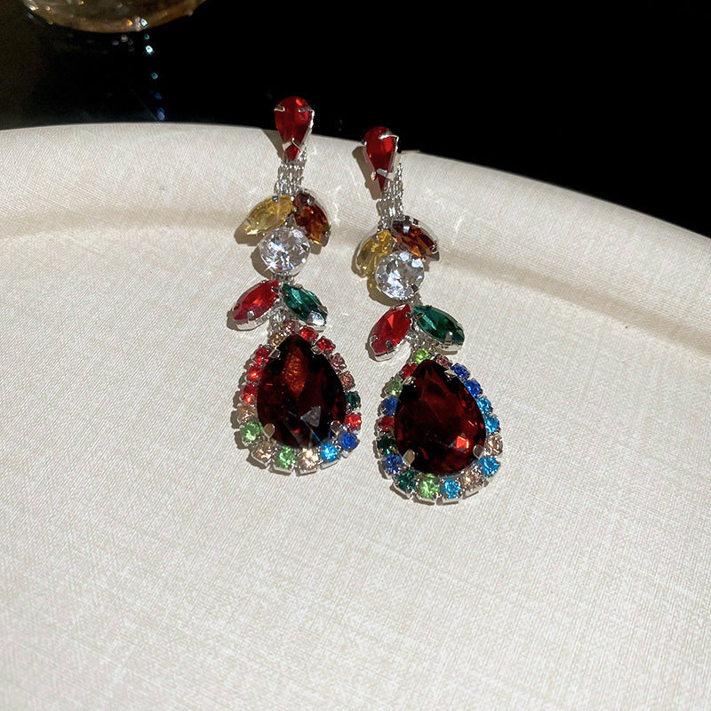 Leaf Zircon Waterdrop Earring And Necklace Set