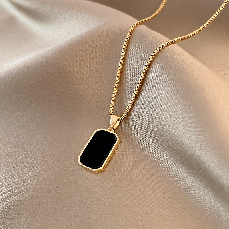 Rectangular Pendant Necklace Design 18K Gold Non-fading Fashion