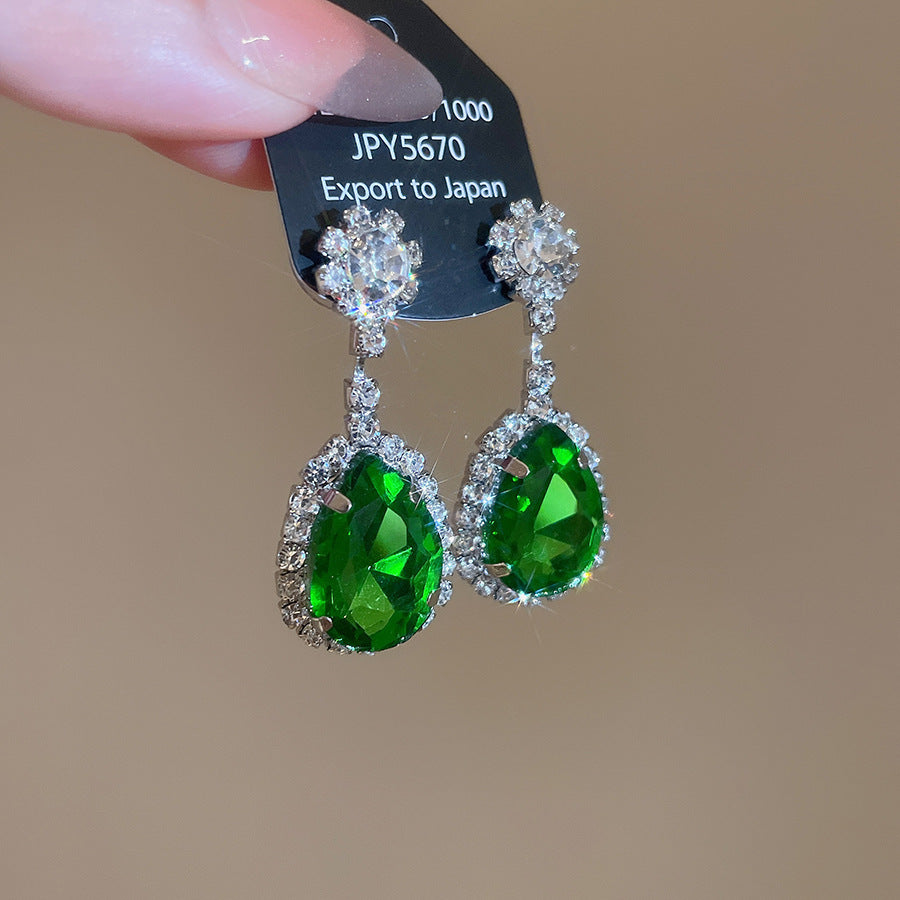 Leaf Zircon Waterdrop Earring And Necklace Set