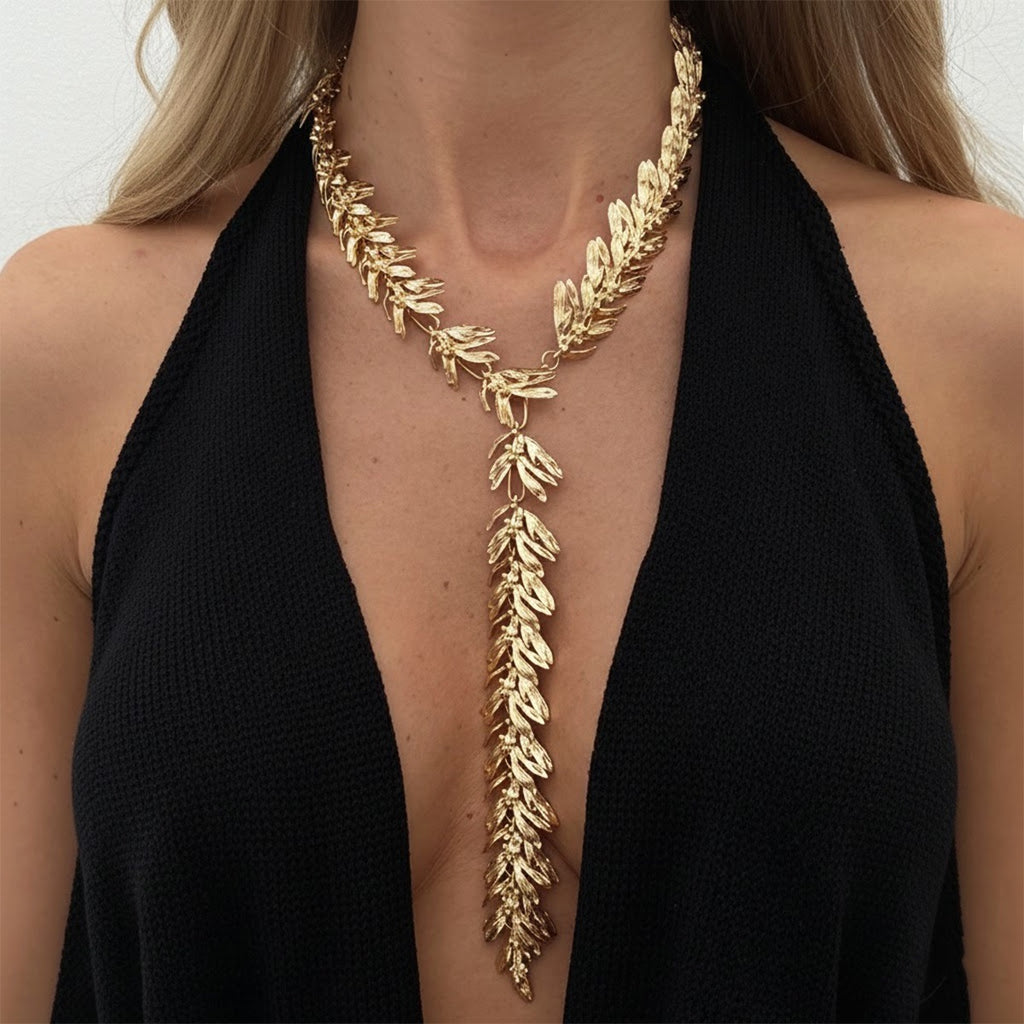 Sweet And Cool Style Wheat-ear Tassel Y-shaped Niche Patchwork Alloy Jewelry