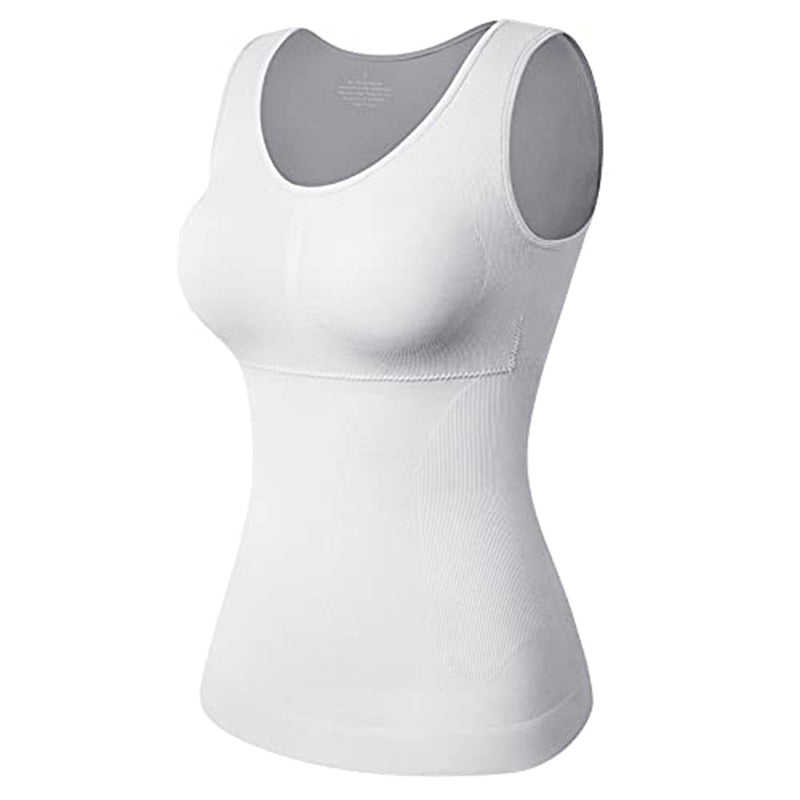 Women's Solid Color Wire-free Seamless Tummy Control Sports Bra With Padding