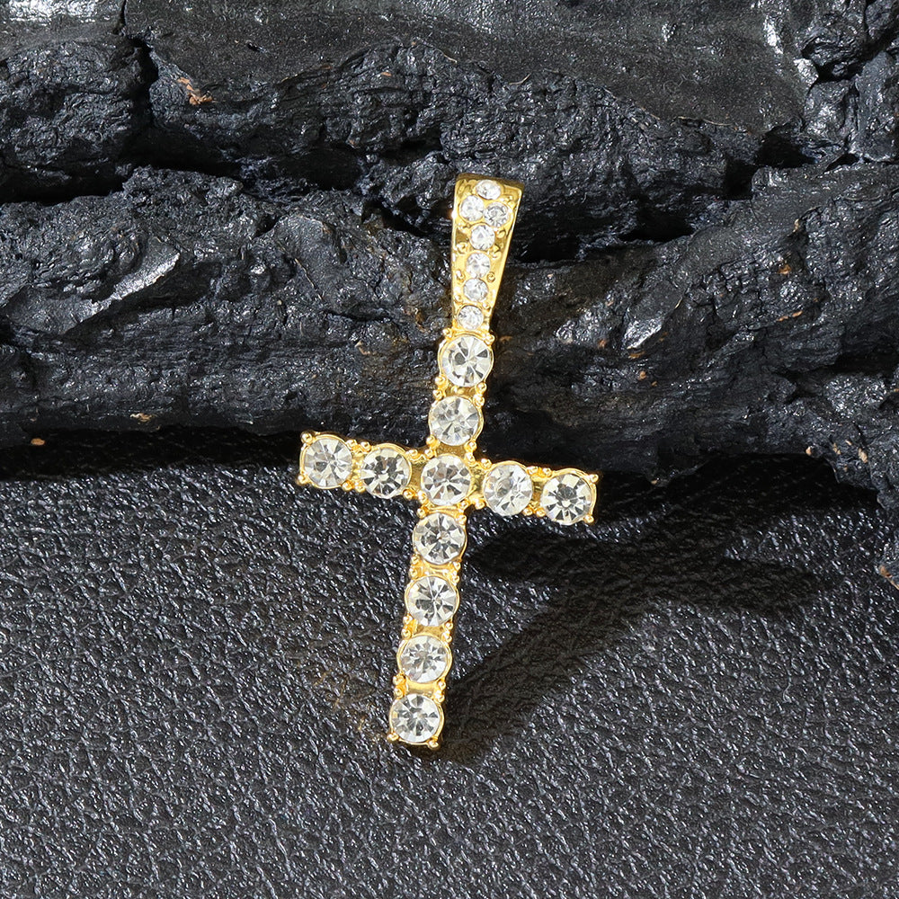 Women's Fashion Simple Diamonds Cross Pendant Necklace